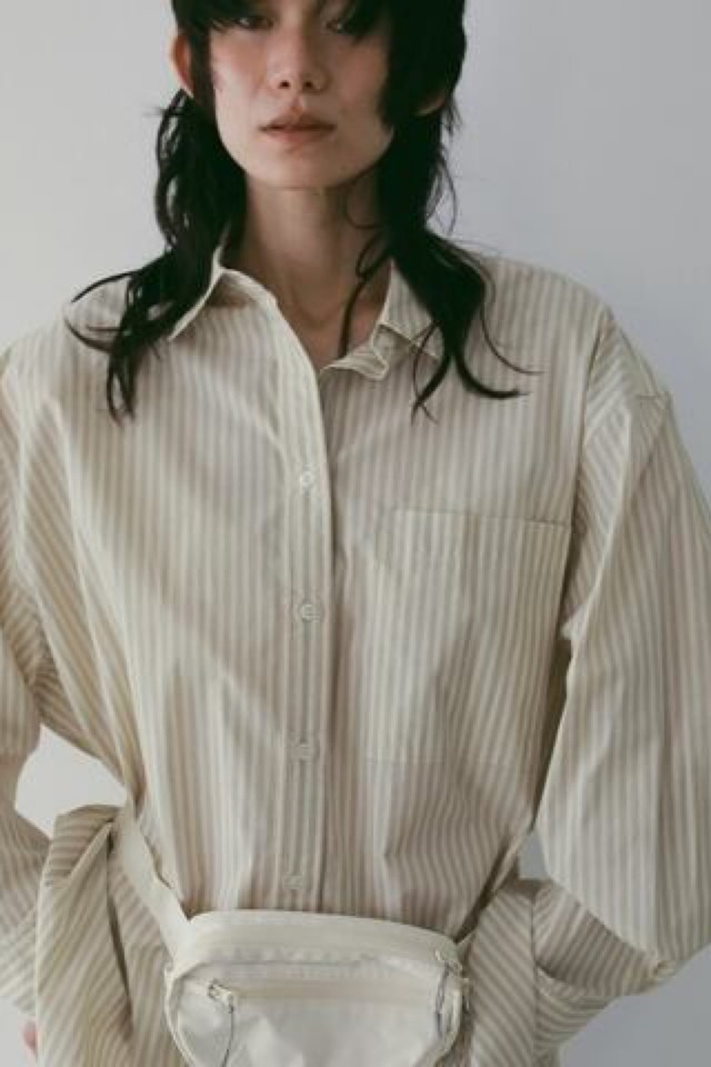 ànuke　 Stripe Over Shirts ストライプオーバーシャツ　Ivory