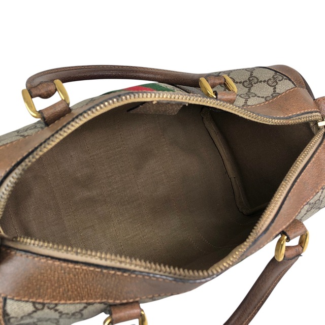 GUCCI グッチ シェリーライン GG ハンドバッグ ブラウン キャンバス ミニボストン vintage ヴィンテージ オールド wub827