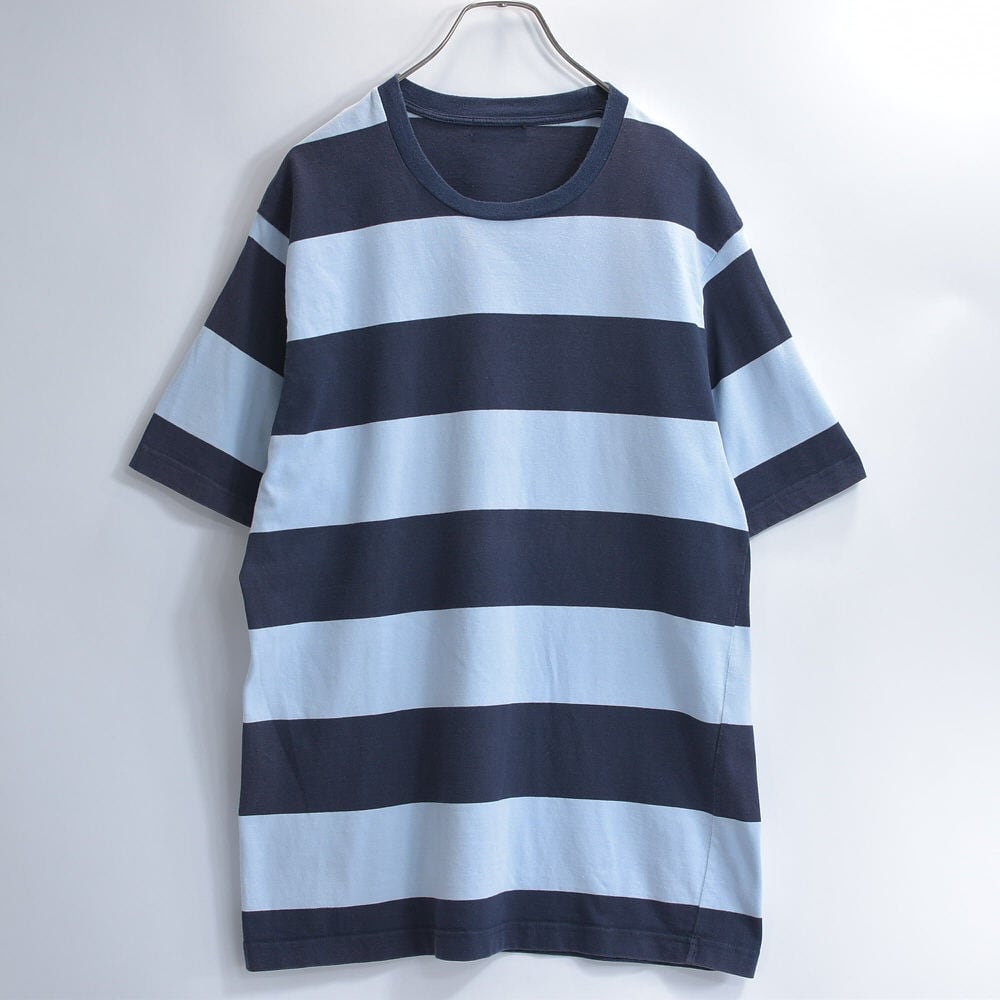 Used ユーズド 太ボーダー クルーネック デザイン Tシャツ カットソー