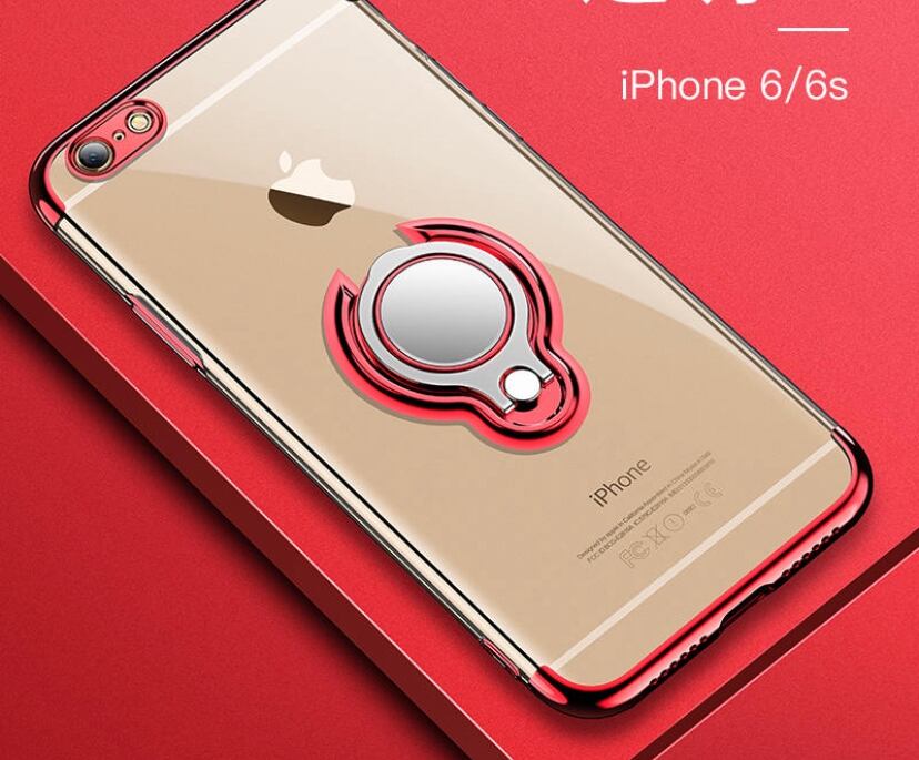 iPhone14plus用ケース　リング付き　マットクリア　シリコン　赤 iPhone14plus用ケース リング付き マットクリア シリコン 赤