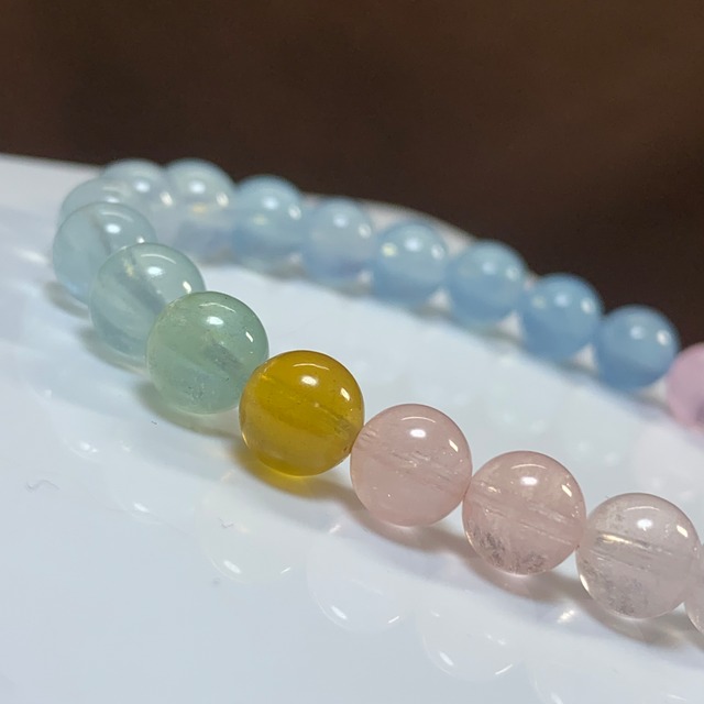 no1.爽やかパステル☆グラデーションミックスベリル ブレスレット