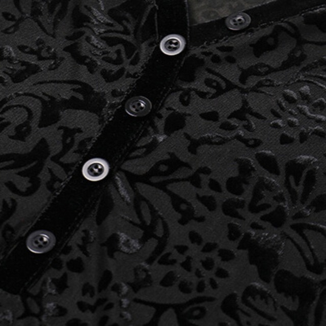 Vネック ロングスリーブ ベロア ダンス トップス (レオタードタイプ) ds1118