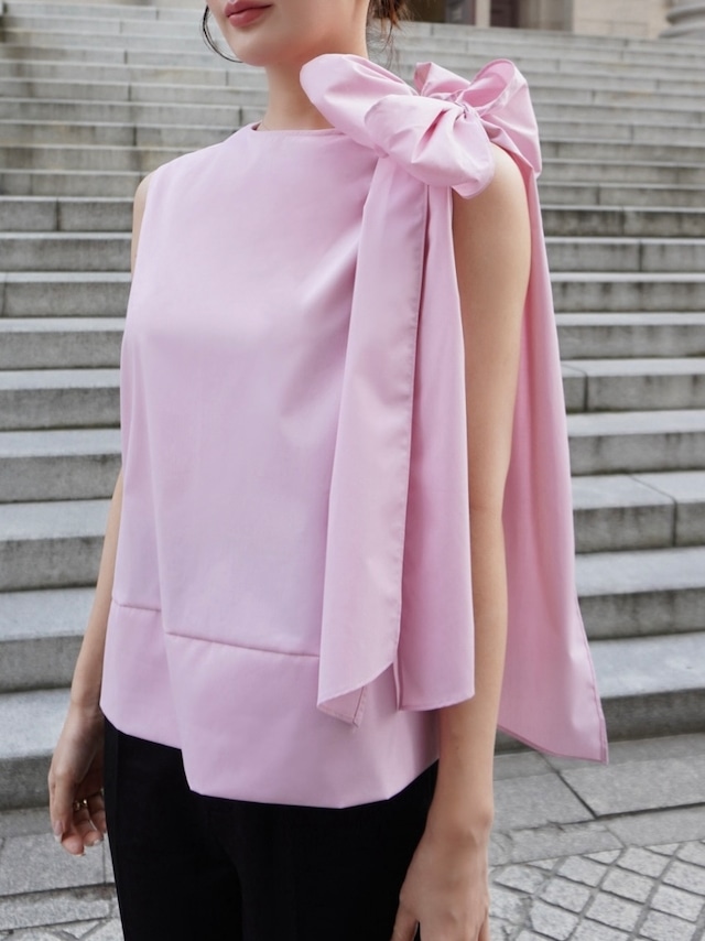 nosleeve blouse "ribbon" / pink (即納)