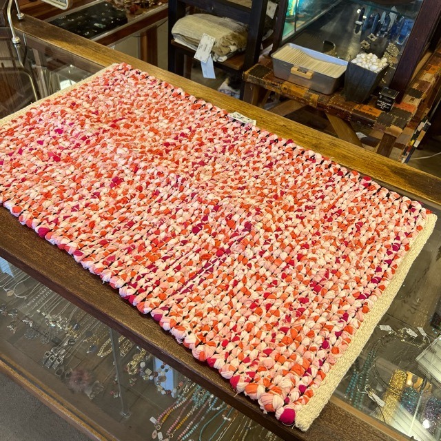 TOPANGA Homefurnishing　Recycle Cloth Rug Pink　50×80cm　リサイクルクロスラグ　ピンク　玄関マット　ベッド　ラグマット　リビング　玄関　椅子　サイドテーブル　コットン