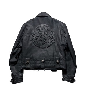 HARLEY-DAVIDSON black crack leather riders jacket