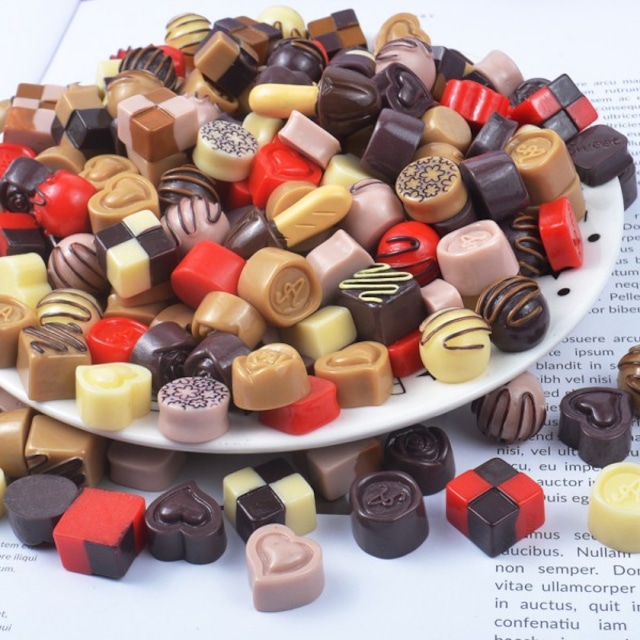 100個 チョコレートミックス 1.3-3cm スイーツデコ 食玩 ミニチュアフード ドールハウスA50