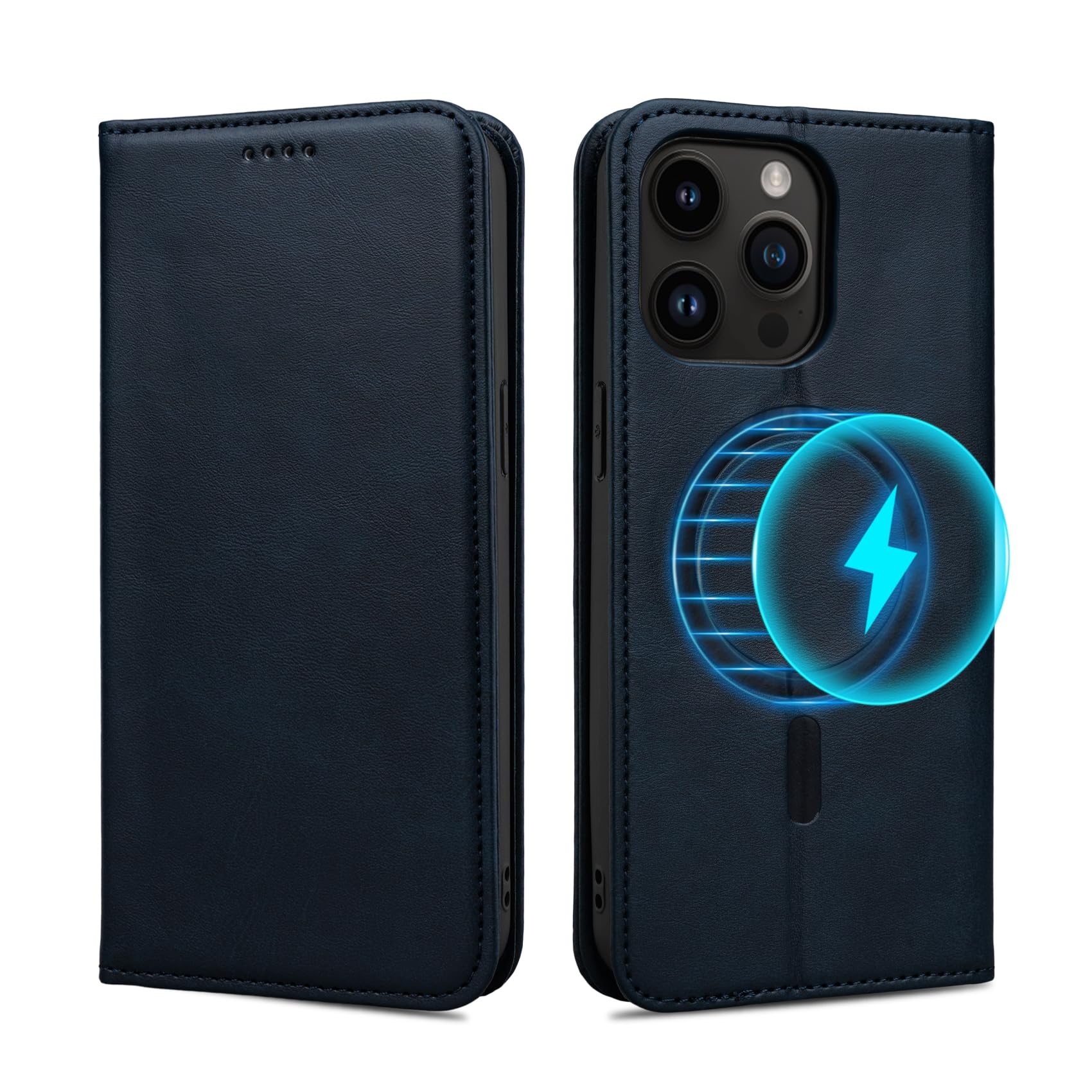Rssviss iPhone 15 Pro Max 用 ケース 手帳型 MagSafe対応 6.7 inch対応 W1M ブルー