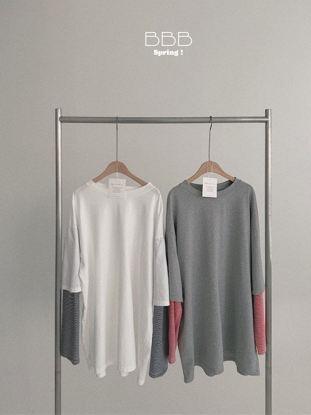 adlut stripe layered tee【bellabanbina】※予約商品