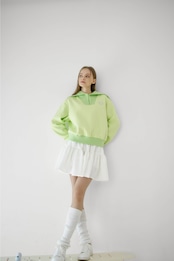 GOXO ゴーエックスオー スマイルハートセーラーカラー起毛マンツーマン ライム