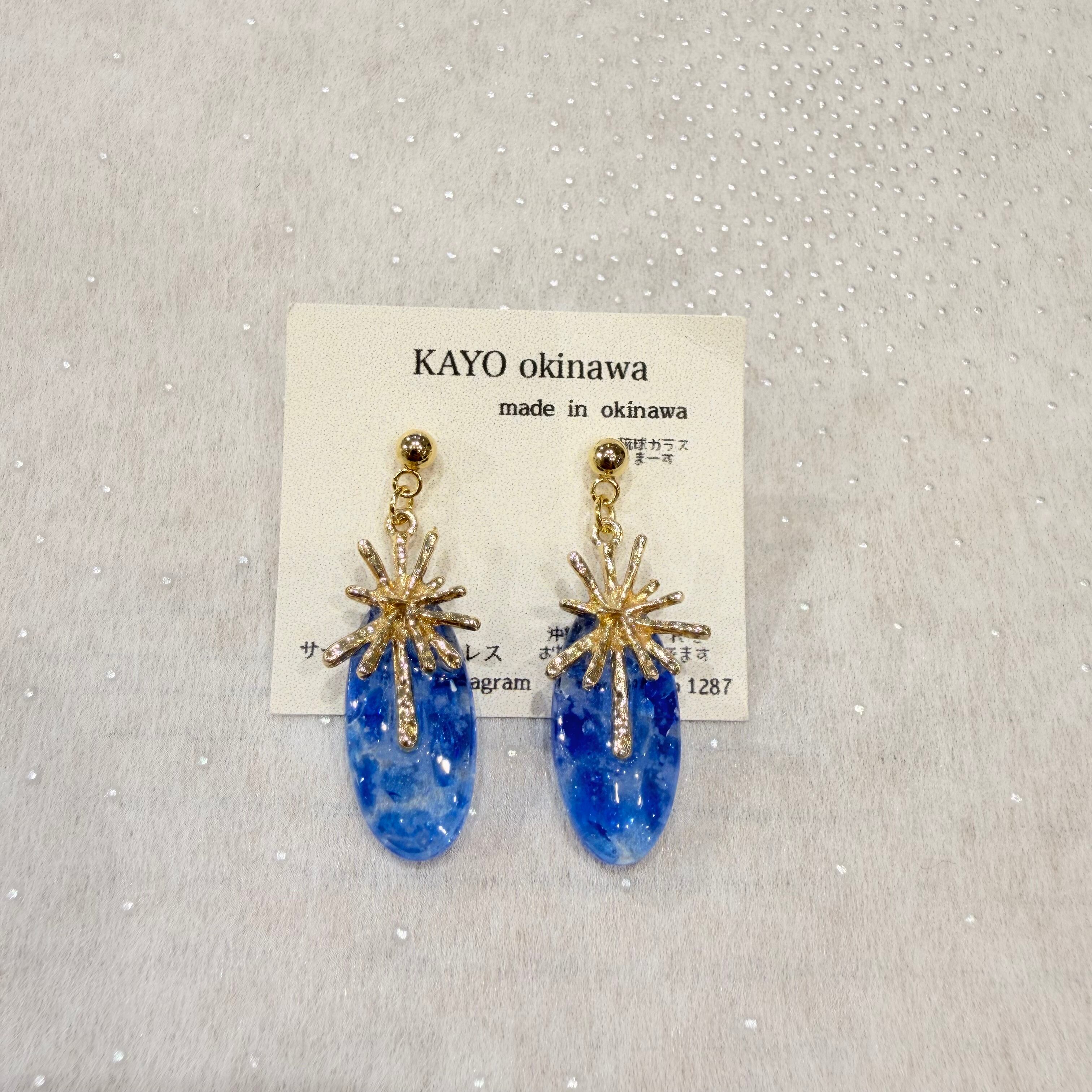 琉球ガラスまーす入りピアス（T-A17-51）①.② | tete by okinawa
