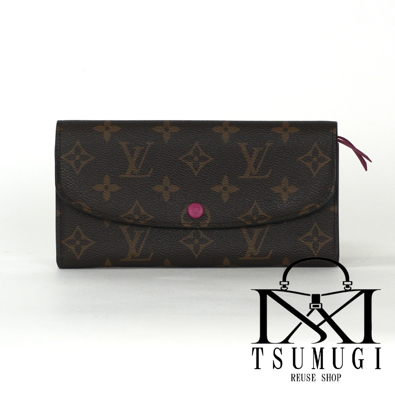 LOUIS VUITTON ルイヴィトン モノグラム ポルトフォイユ エミリー フューシャ M60136 ブラウン×ピンク
