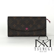 LOUIS VUITTON ルイヴィトン モノグラム ポルトフォイユ エミリー フューシャ M60136 ブラウン×ピンク