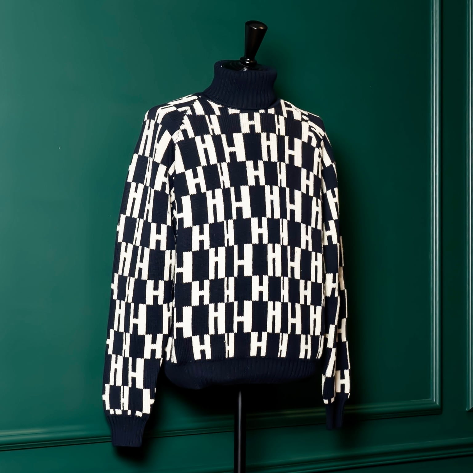 極美品】Hermes wool Knit turtleneck sweater made in Italy big size