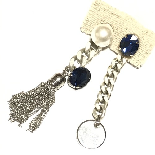 【 UNSEABLE 】Chain tassel earrings Blue