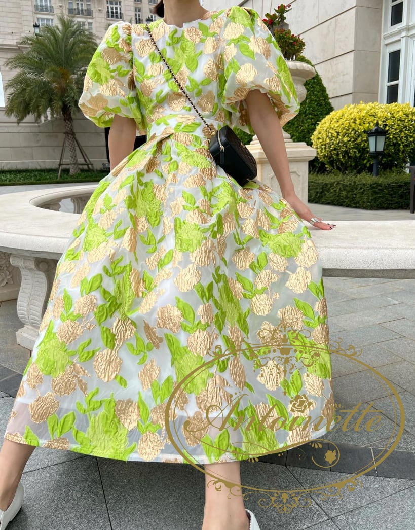 DOLCE&GABBANAチューリップ柄ジャガードワンピース-