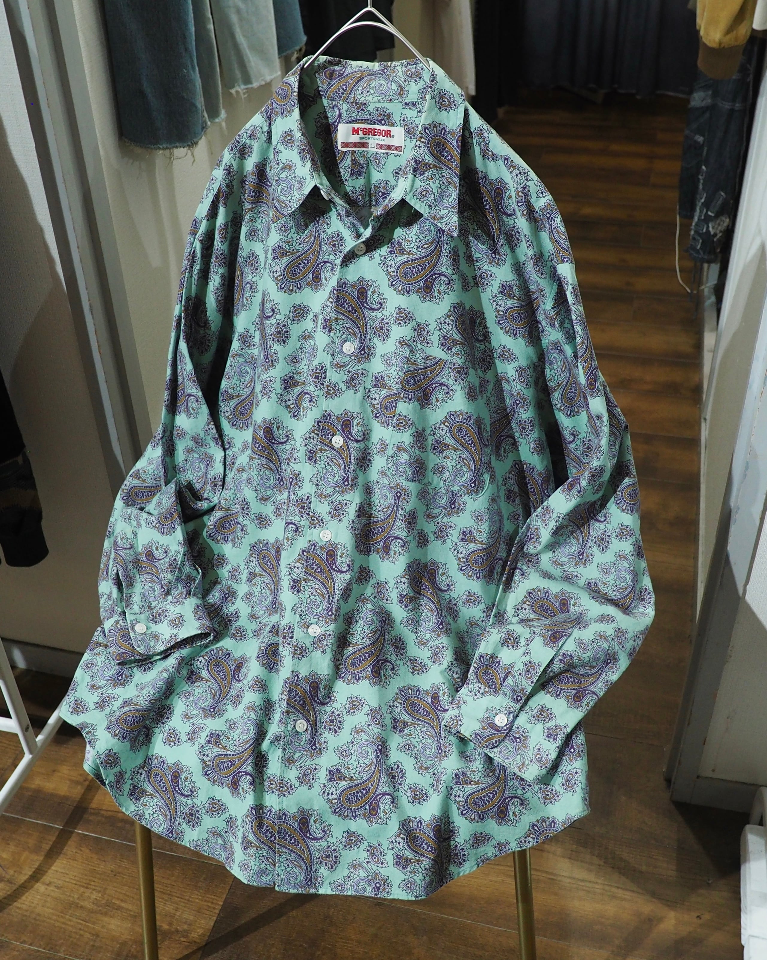 1990s " McGREGOR " Beautiful Paisley All Over Pattern Vintage Loose Shirt