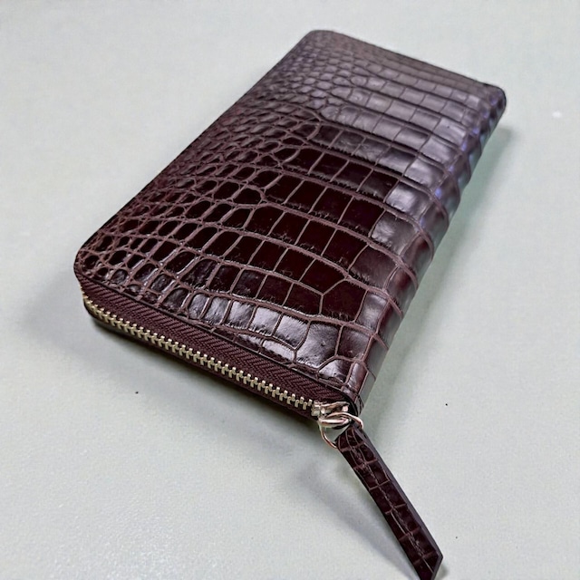 クロコラウンド長財布(ダークブラウン)|マット