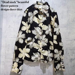 ”Dead stock”beautiful flower pattern design sheer shirt