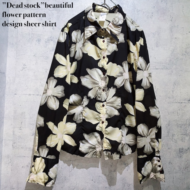 ”Dead stock”beautiful flower pattern design sheer shirt