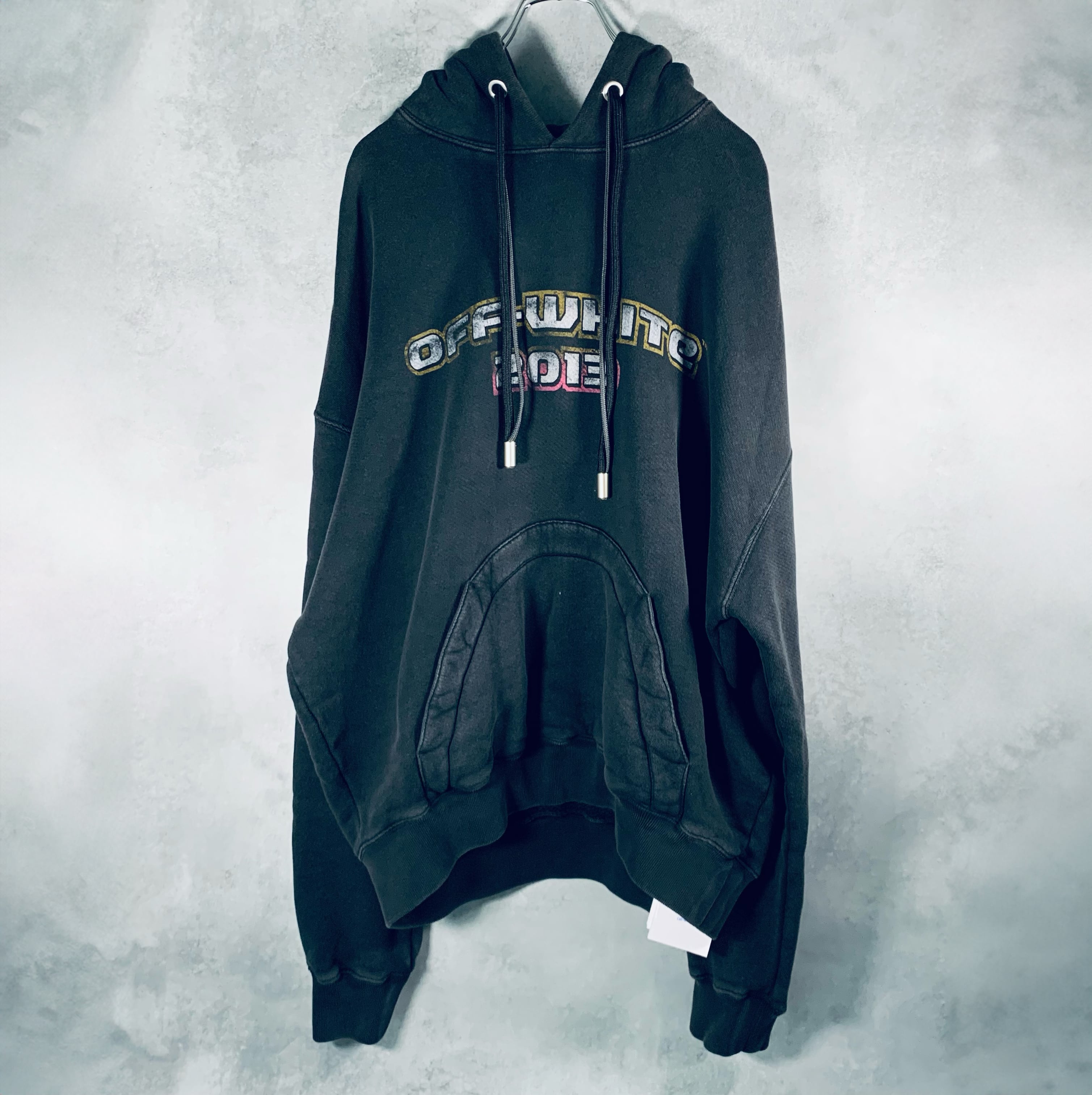 関税込*OFF-WHITE バッカス ロゴ プリント フーディ Off-White Digit Bacchus Hoodie Black オフホワイト デジット