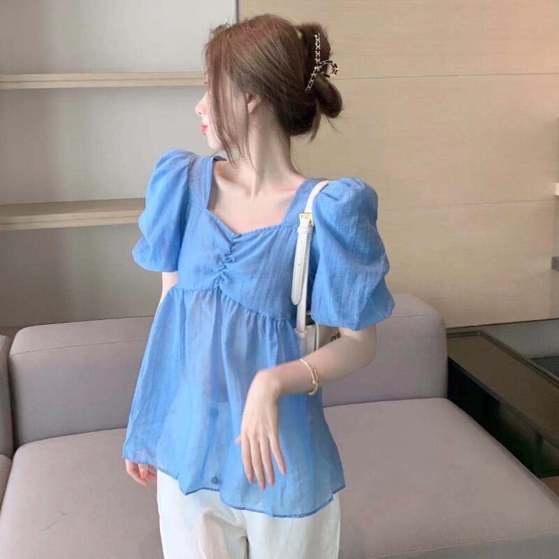 シフォンシャツ レディーススリーブサマールーズトップス 夏物 ブラックストロベリース94292477109