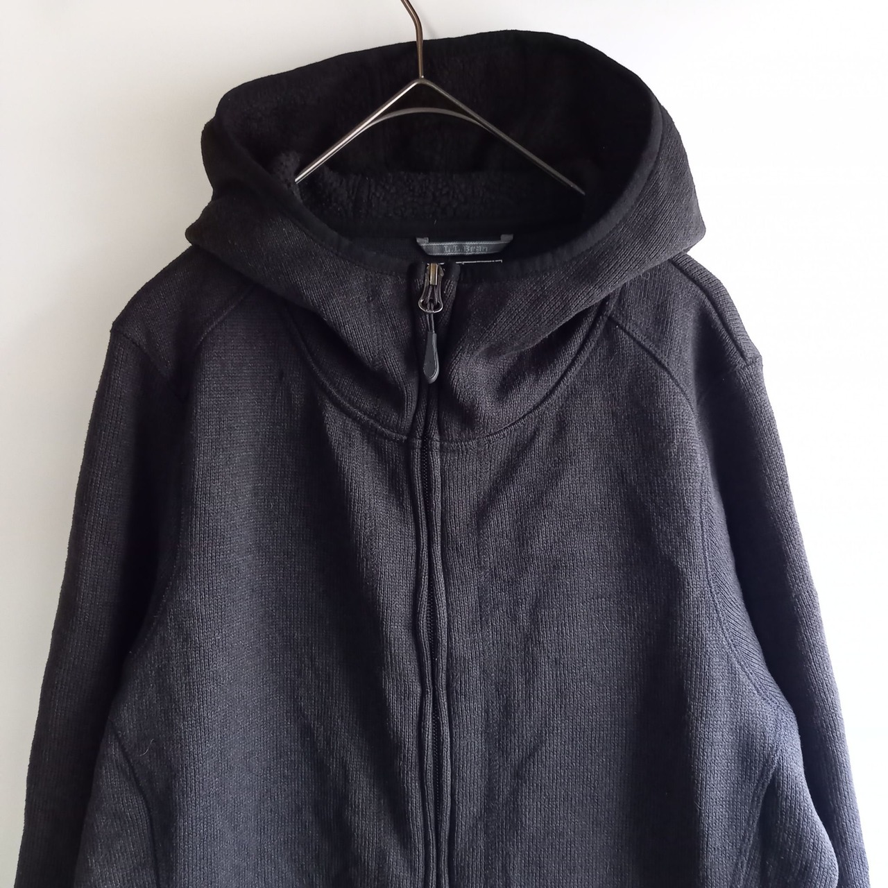 エルエルビーン　裏ボア　ロングフーディー　ジャケット　セーター　ブラック　M