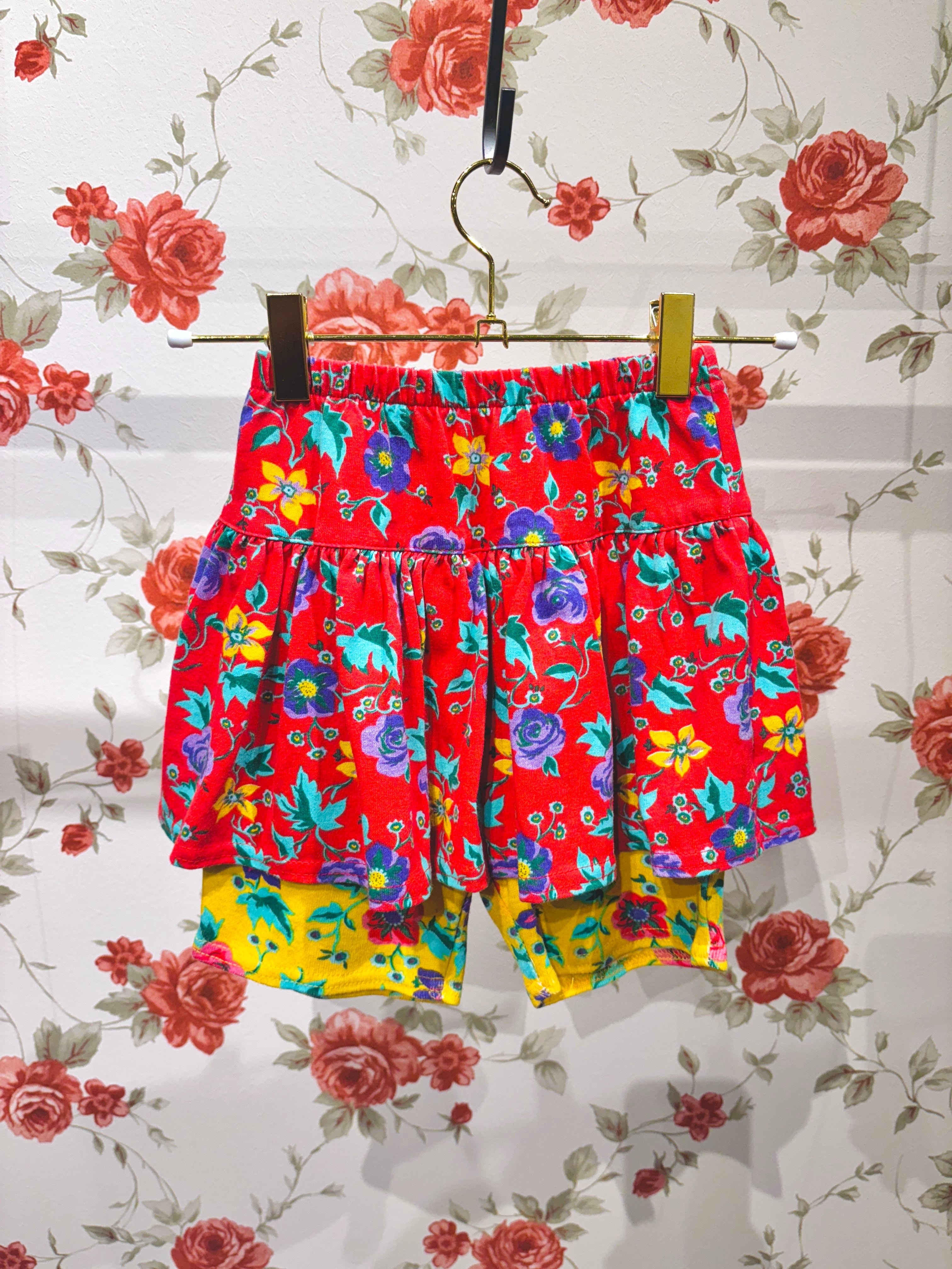 【KIDS vintage】layered skirt bike shorts. size:about 5-8y