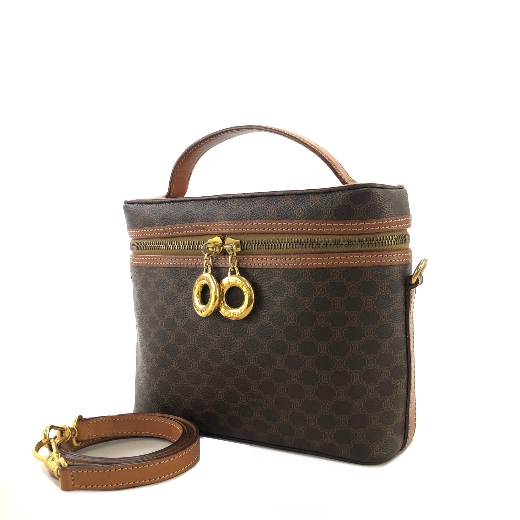 CELINE セリーヌ マカダム サークルチャーム レザー バニティ 2WAY ショルダーバッグ ブラウン vintage ヴィンテージ オールド x573bx | VintageShop solo powered by BASE CELINE セリーヌ マカダム サークルチャーム レザー バニティ 2WAY ショルダーバッグ ブラウン vintage ヴィンテージ オールド x573bx | VintageShop solo powered by BASE