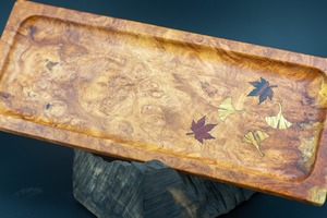 ※【杢の芸術】 アフゼリア瘤 ペントレイ 象嵌 落葉舟