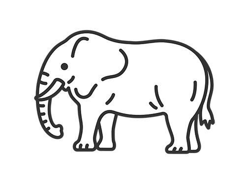 動物のゾウのイラスト（線画）のイラスト | イラストセンター有料素材販売