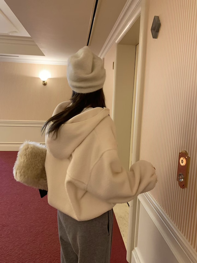 (予約) mellounge / Hooded fleece half zip-up 3color