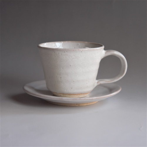 コーヒーカップ＆ソーサー　白萩　四方型