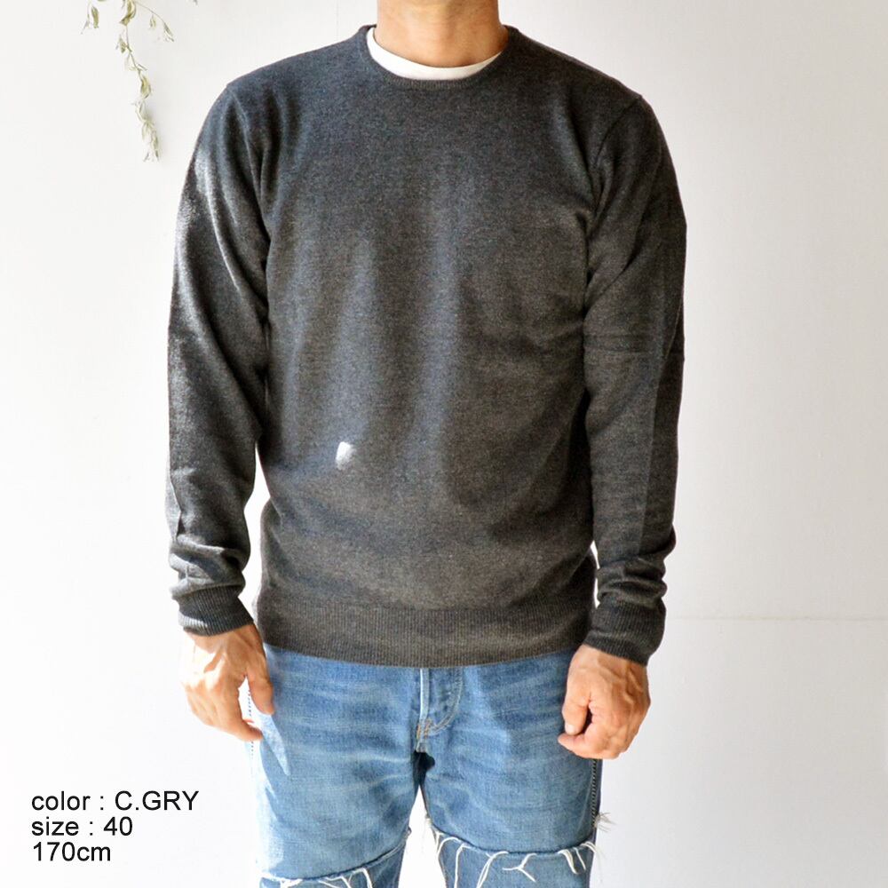 ハリス HARRISS 12Gスーパーファインメリノカシミアブレンドクルーネックニット(HN202-03401)全2色