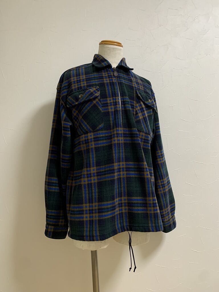 1990's Check Pattern Fleece Half-Zip Pullover Shirt
