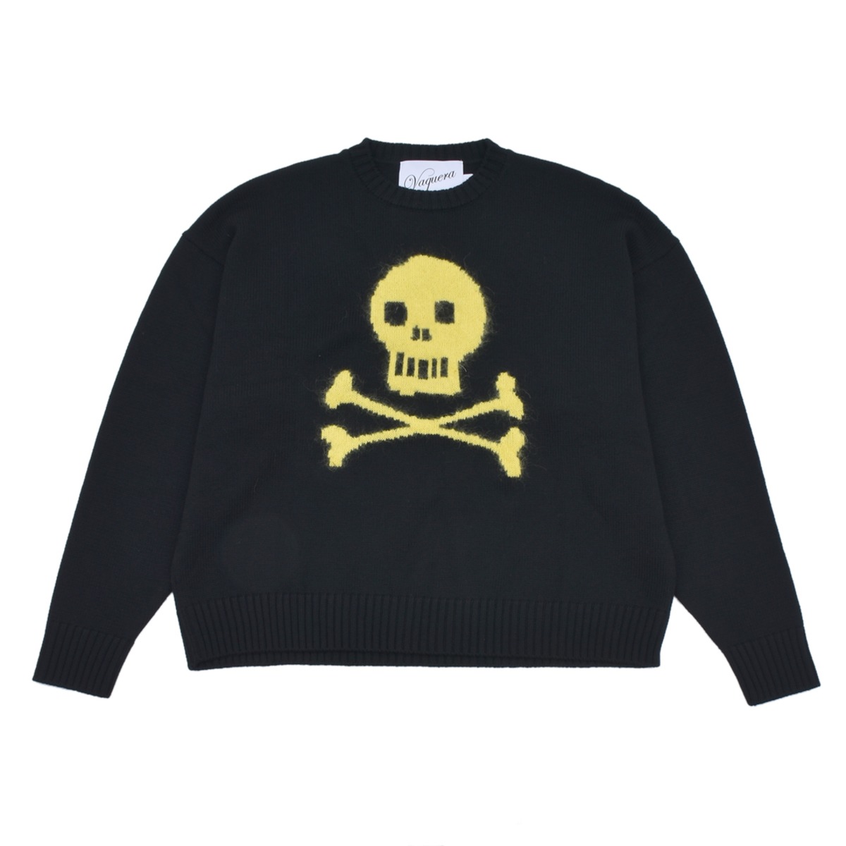 VAQUERA】WOMENS SKULL AND CROSSBONES SWEATER KNIT(BLACK/YELLOW) | AYIN