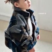 韓国子供服 / 26winter / cream bbang / ボアカモフラージュジャンパー / キッズ / 冬服 *XXS~JS*