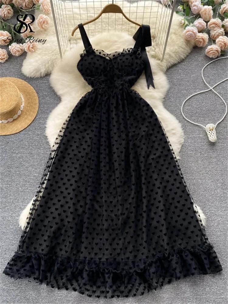 Sing補強-ライン,スパゲッティストラップ,ノースリーブ,サマードレス,ファッショナブル,ドットプリント,マキシ,コレクション2023のロングニットドレス_328