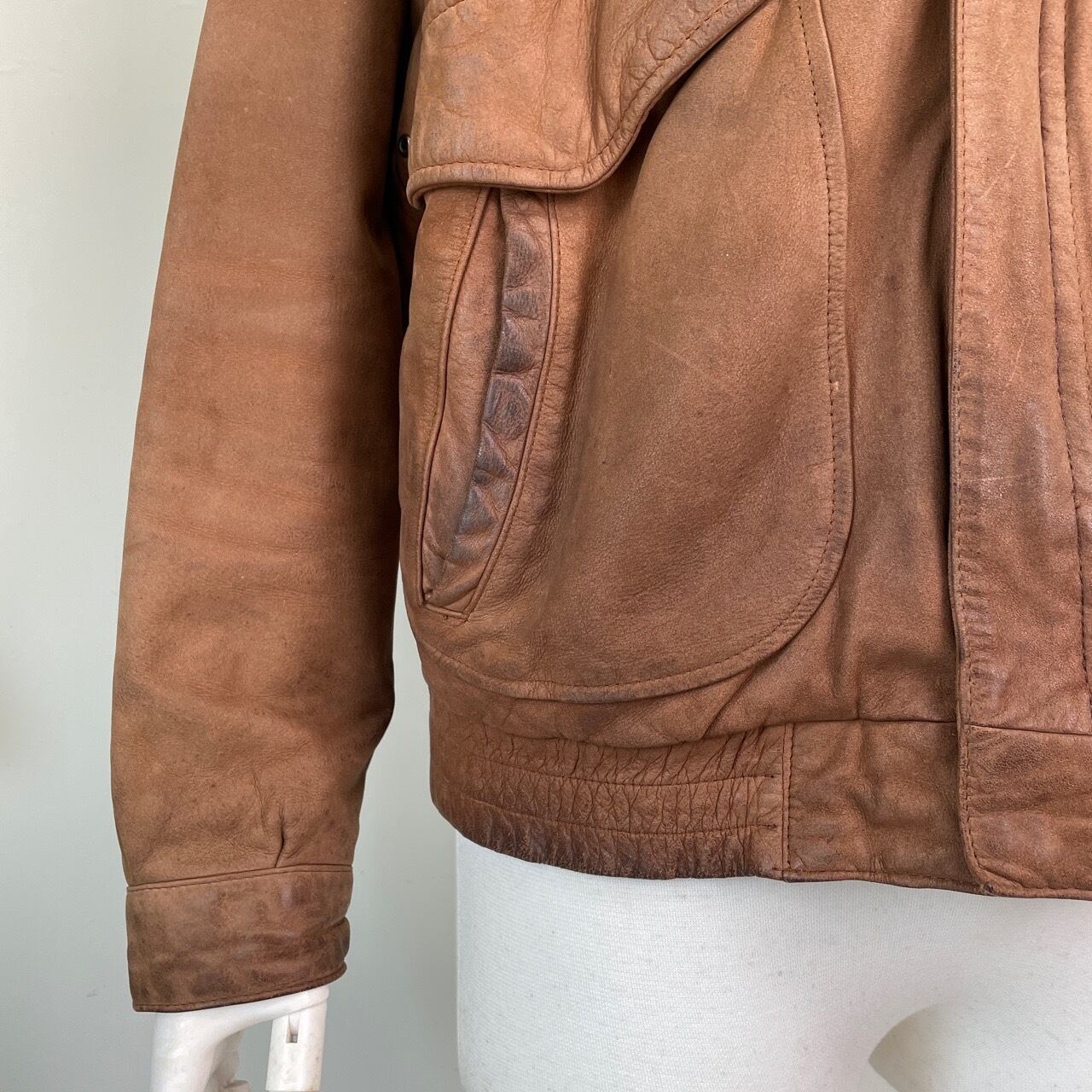90s usa製 Hunt Club A-2 短丈 襟レザー ウール ジャケット 古着 90s Hunt Club Type A-2 本革 レザー パデッド フライト