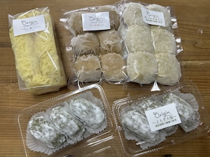 季節限定！色々おためしセット  杵つき餅6個入り２種（玄米、栃もち）、よもぎ大福3個入り、むし食ぱんプレーン　各1個セット