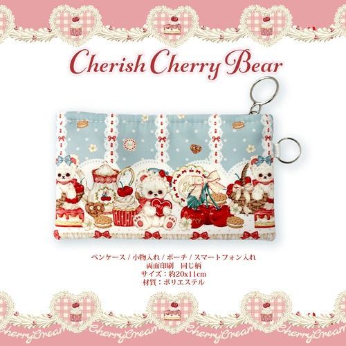 予約☆CHO202B Cherish365【Sky - Cherish Cherry Bear】ペンケース / 小物入れ / ポーチ / スマートフォン入れ