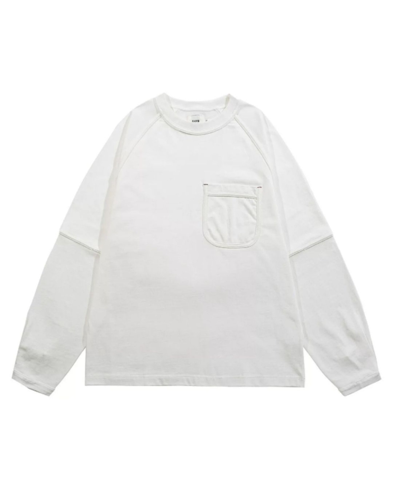 ドロップショルダーパッチポケット長袖Tシャツ S0670