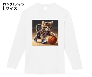 ひだまりオリジナルグッズ　バスケットにゃん！ドリブルキャット長袖Tシャツ