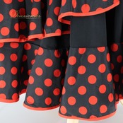 フラメンコ 衣装 ファルダ スカート 黒 赤 水玉 ドット フリル ICHIOKU イチオク ブラック系 レッド系 ダンス パーティ 発表会 フリル フレア スカート 大人サイズ プリント スカート おしゃれ ステージ衣装 踊り レディース フェス レディースファッション