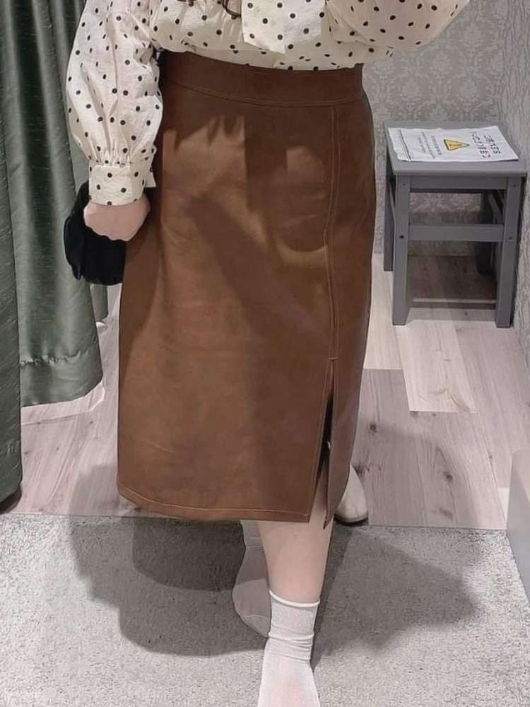 ベージュ タイトスカート サイドスリット fifth（フィフス）の「【低身長向けサイズあり】サイドスリット