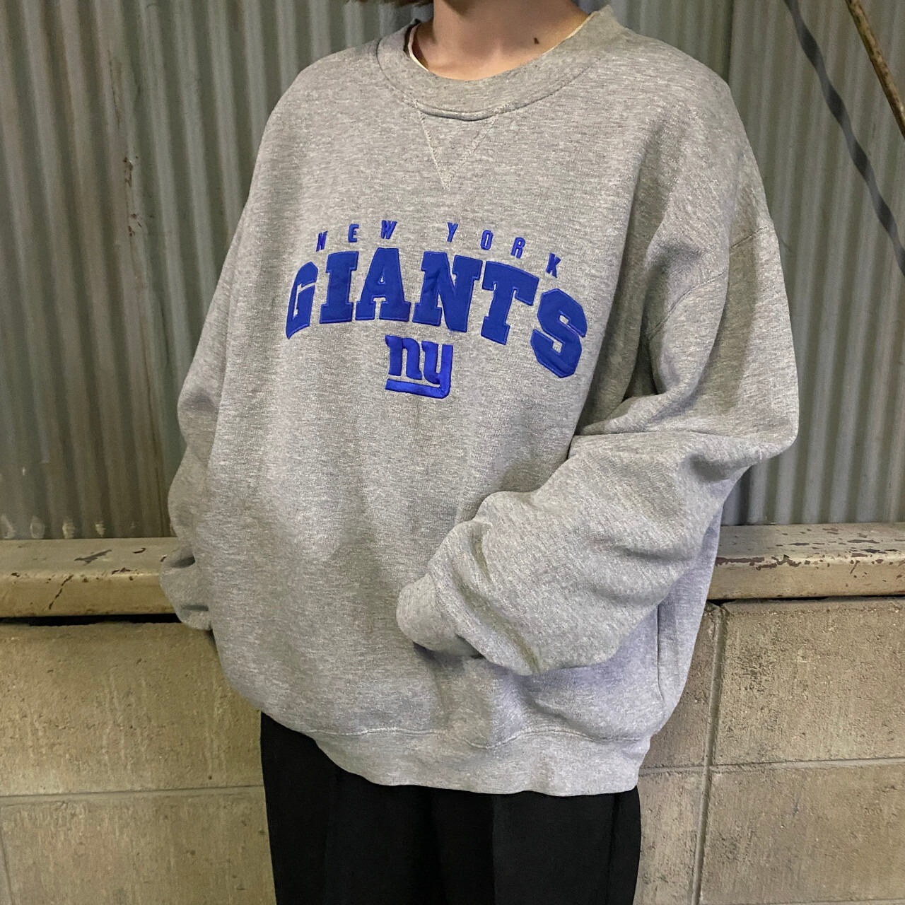 NFL NEW YORK GIANTS チームロゴ 刺繍 スウェット メンズXL相当 古着 