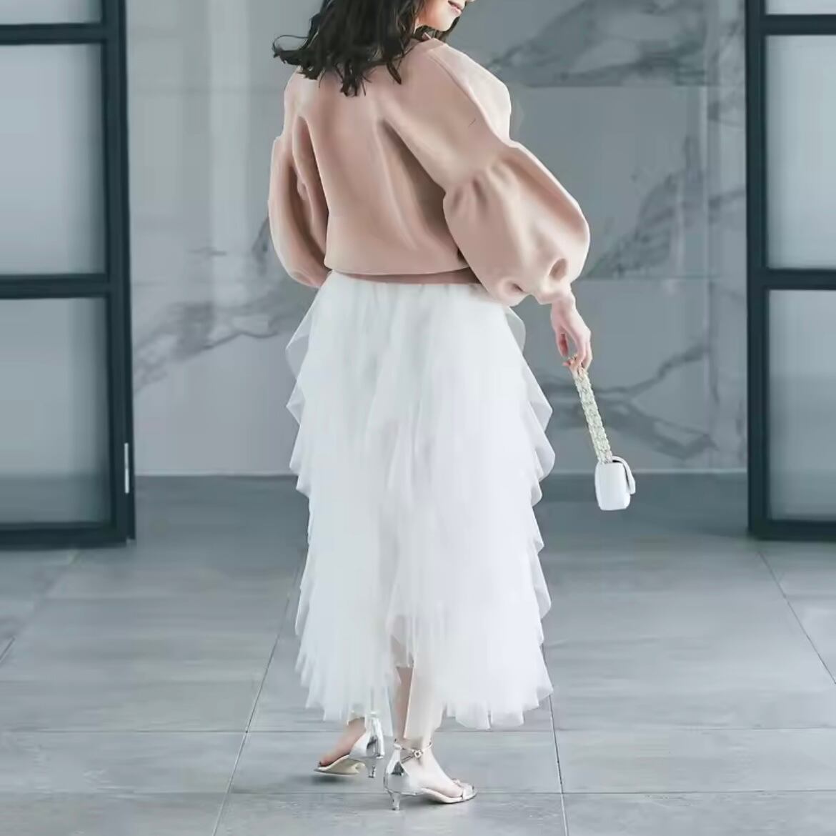 lantern sleeve knit cardigan