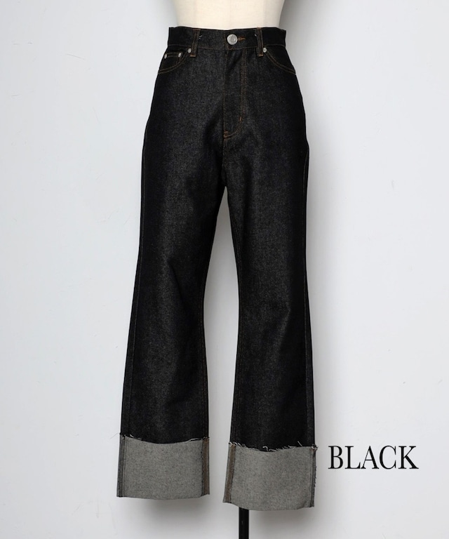 生デニムロールアップパンツ