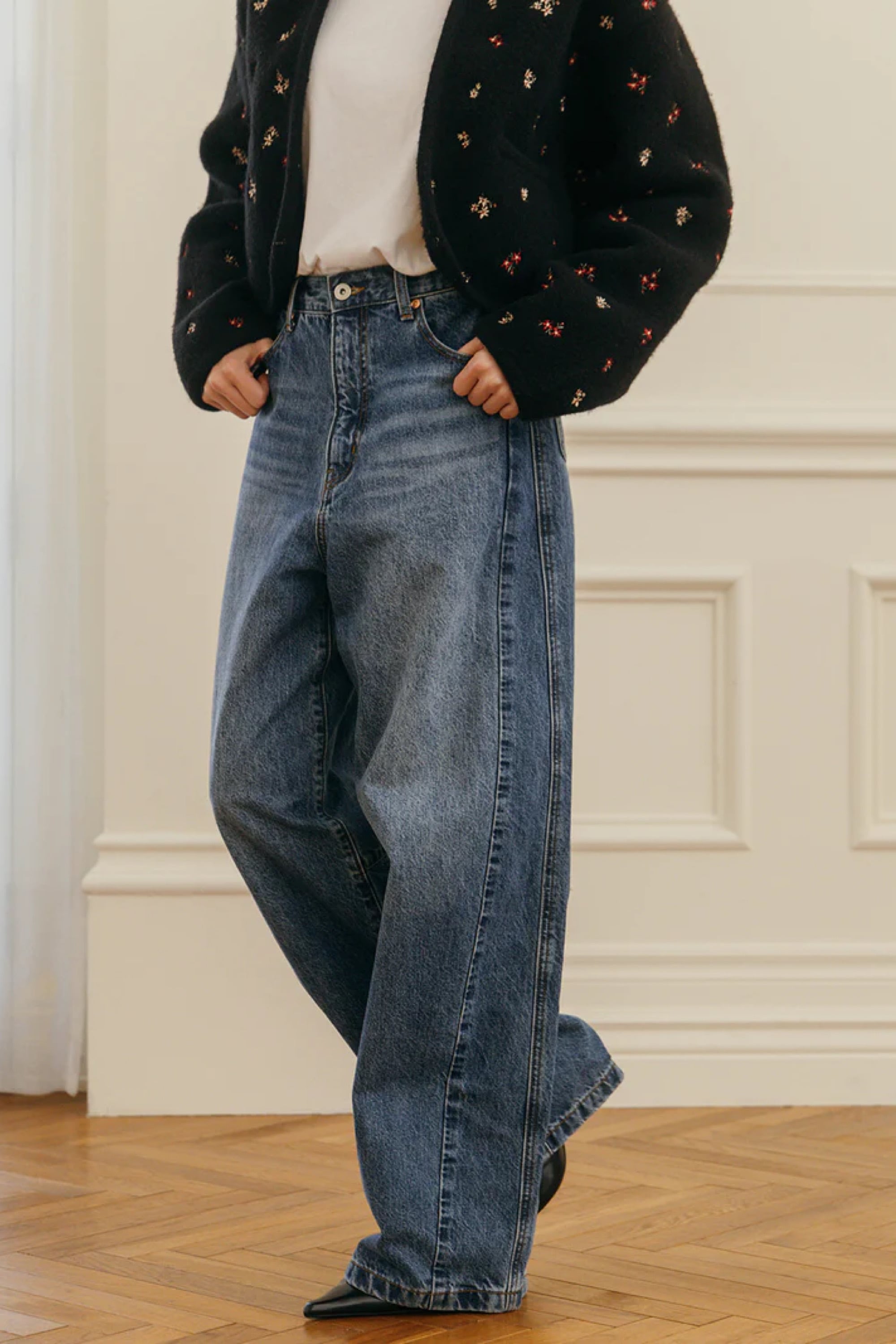 CREDONA WIDE BEETLE DENIM PANTS ワイドビートルデニムパンツ Blue