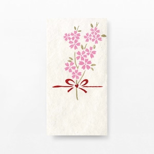 手摺り型染め金封　桜花束