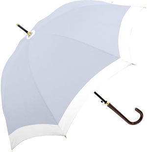 【在庫処分】長傘 日傘 晴雨兼用 レディース ワンタッチ ジャンプ傘 軽量 じょうぶ グラスファイバー おしゃれ バイカラー 60cm ブルー グレー 裏コート UV99.9 遮光99.99％